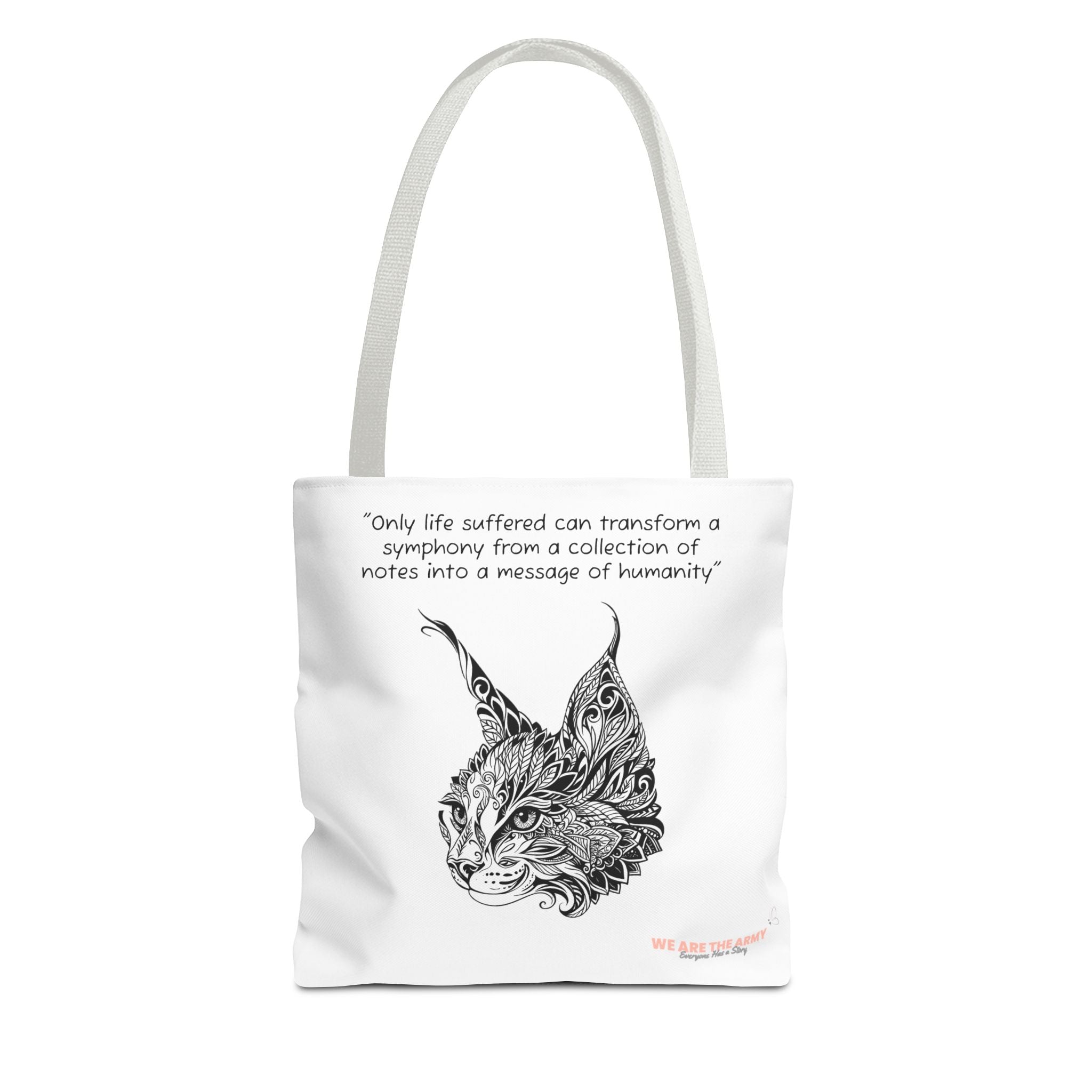 Custom Cat Tote Bag — Inspirational Quote & Detailed Cat All-Over Print Tote