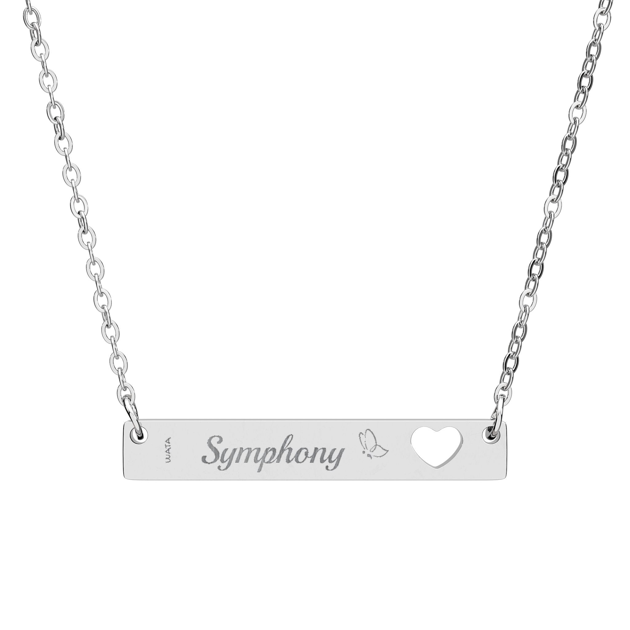 Cutout Heart Bar Necklace (Engraving)