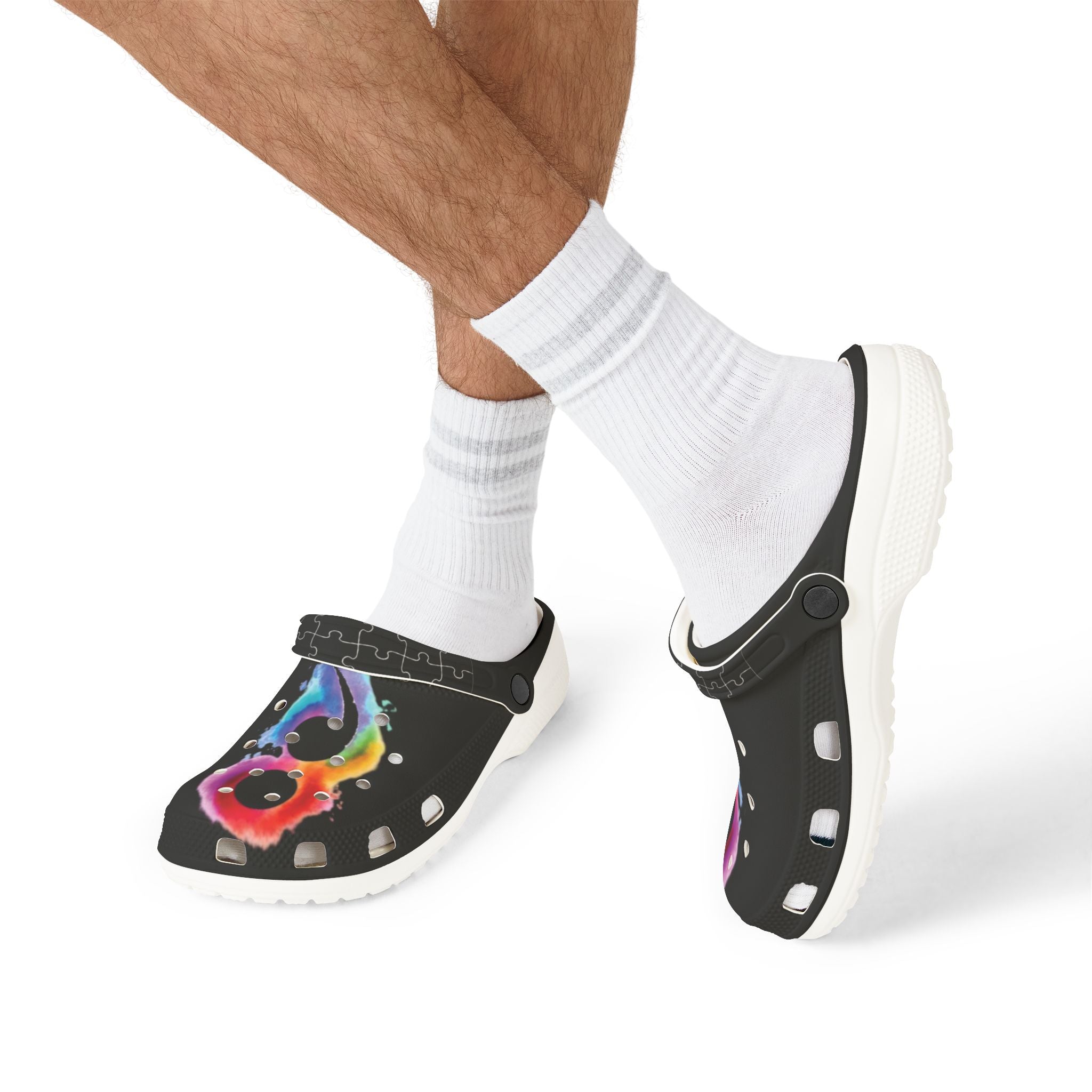 Black Semi-Colon Puzzle Watercolour Slip-On Shoes