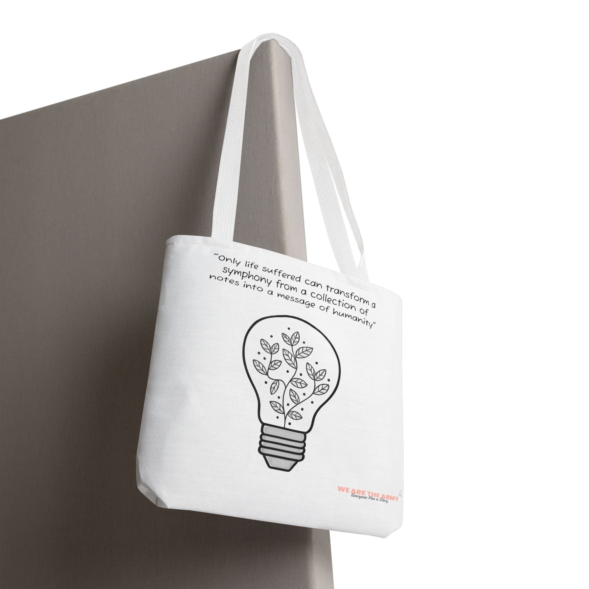Custom Light Bulb Tote Bag — Inspirational Quote & Aesthetic Light Bulb All-Over Print Tote