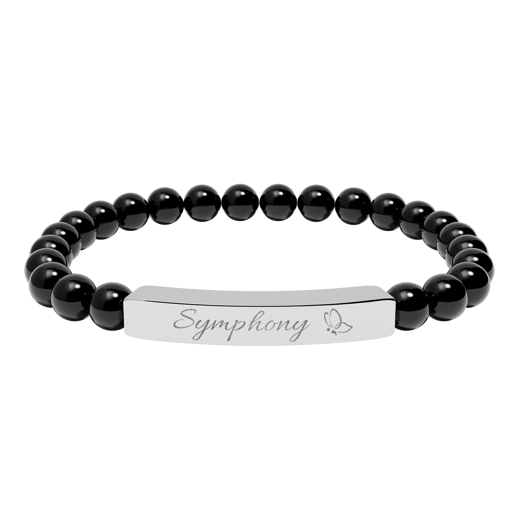 Engravable Natural Stone Stretch Bar Bracelet – Personalized Healing Bead Bracelet
