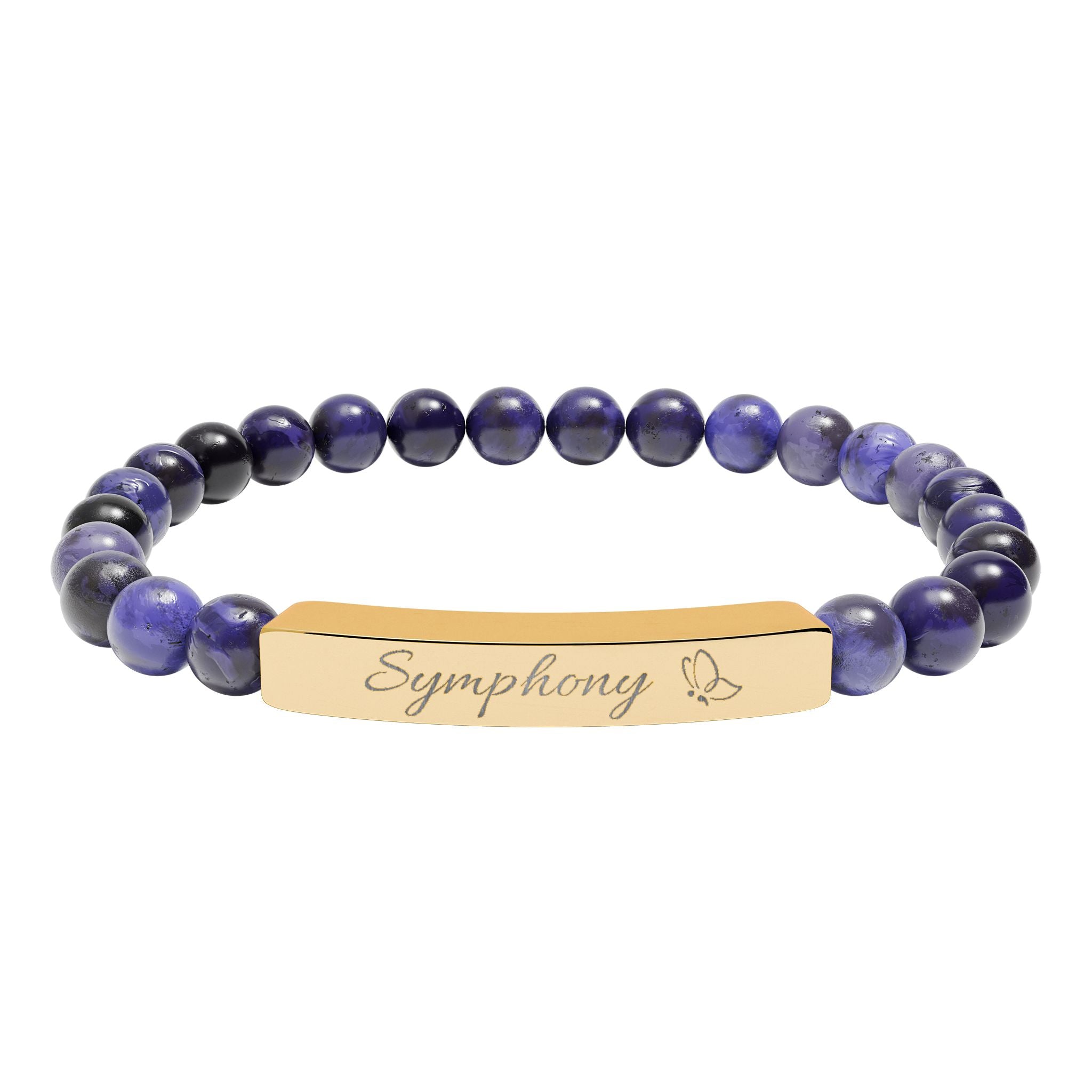 Engravable Natural Stone Stretch Bar Bracelet – Personalized Healing Bead Bracelet
