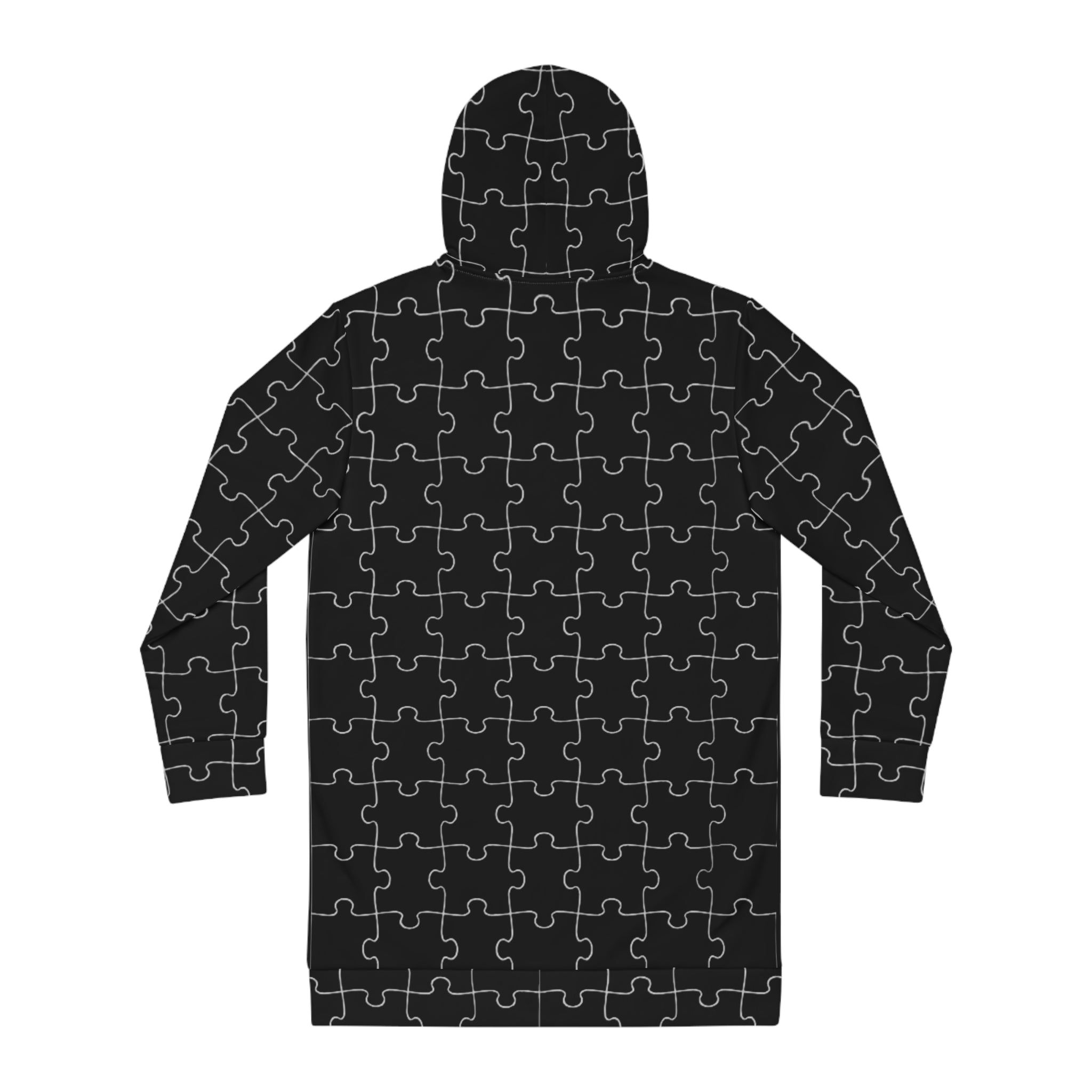 Black Teddy Puzzle Semi-Colon Hoodie Dress