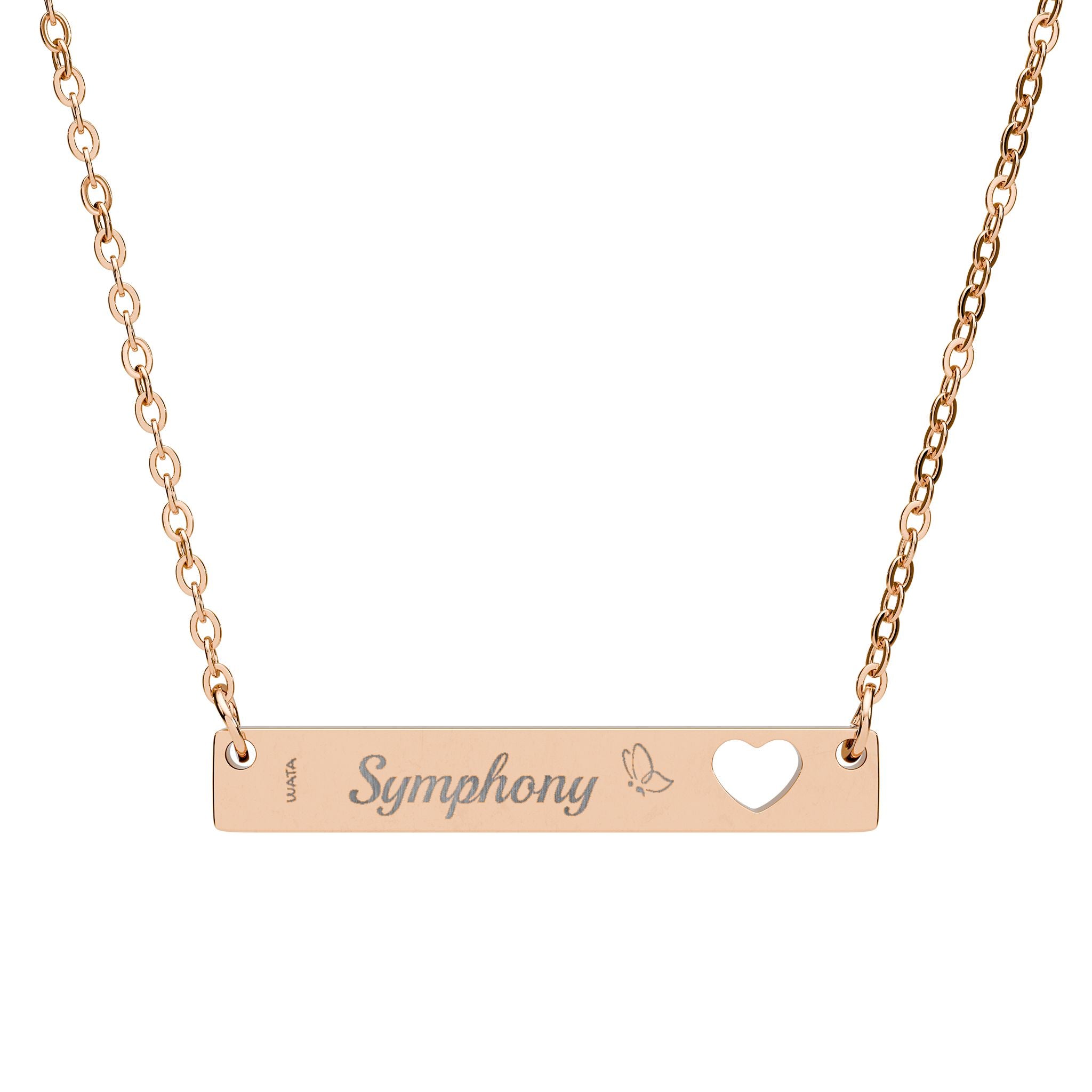 Cutout Heart Bar Necklace (Engraving)
