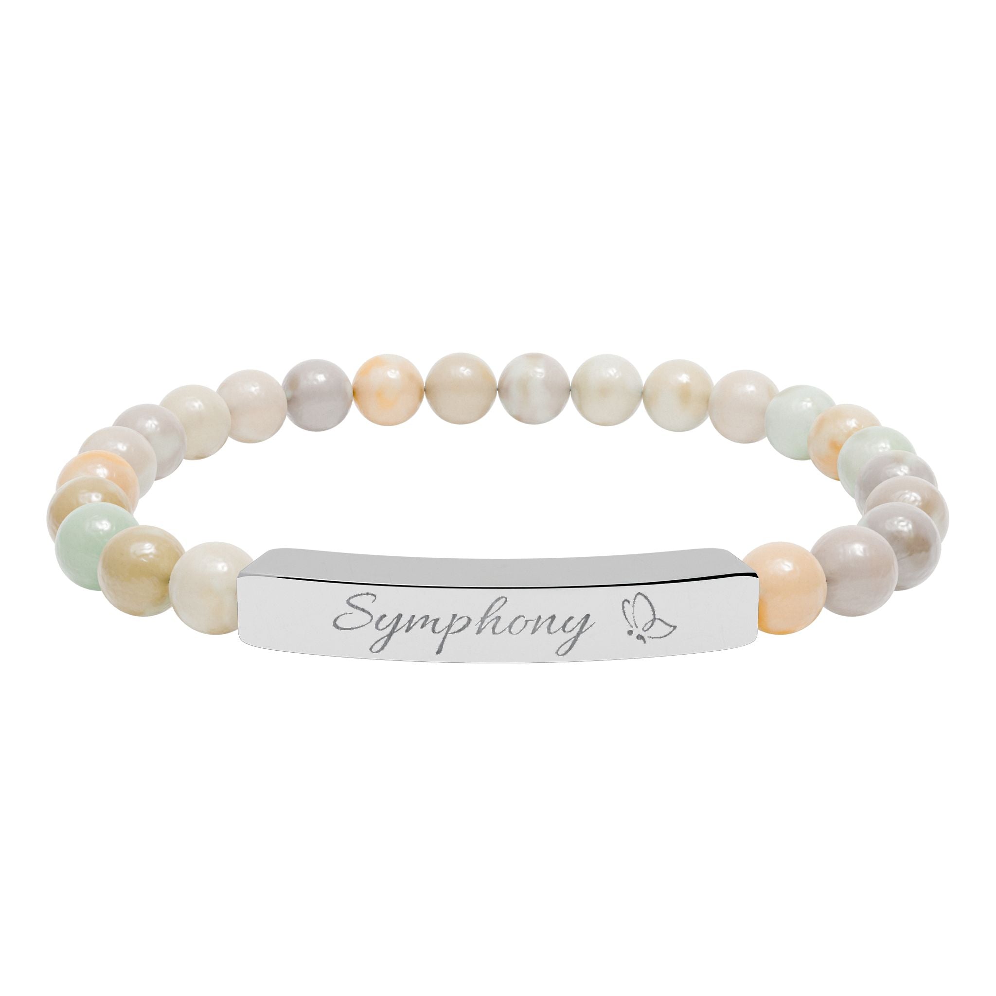 Engravable Natural Stone Stretch Bar Bracelet – Personalized Healing Bead Bracelet