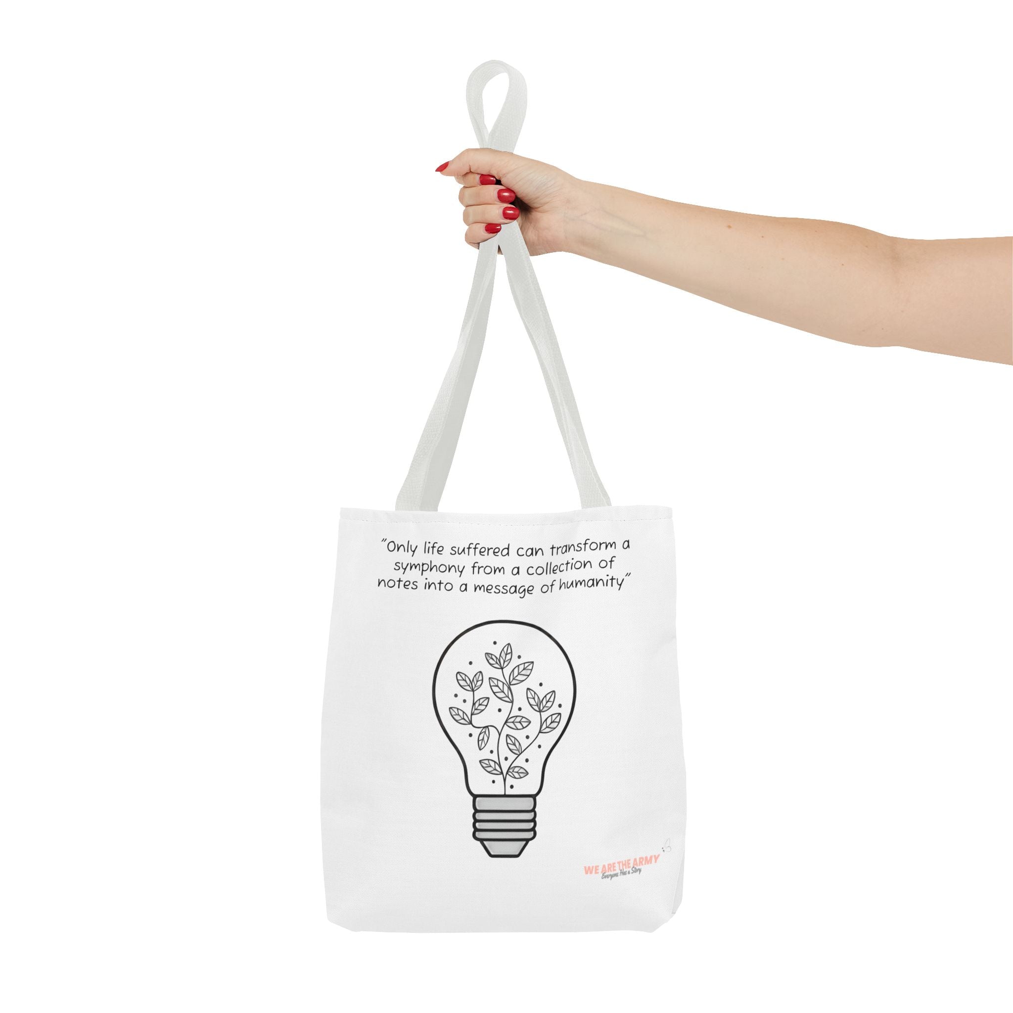 Custom Light Bulb Tote Bag — Inspirational Quote & Aesthetic Light Bulb All-Over Print Tote