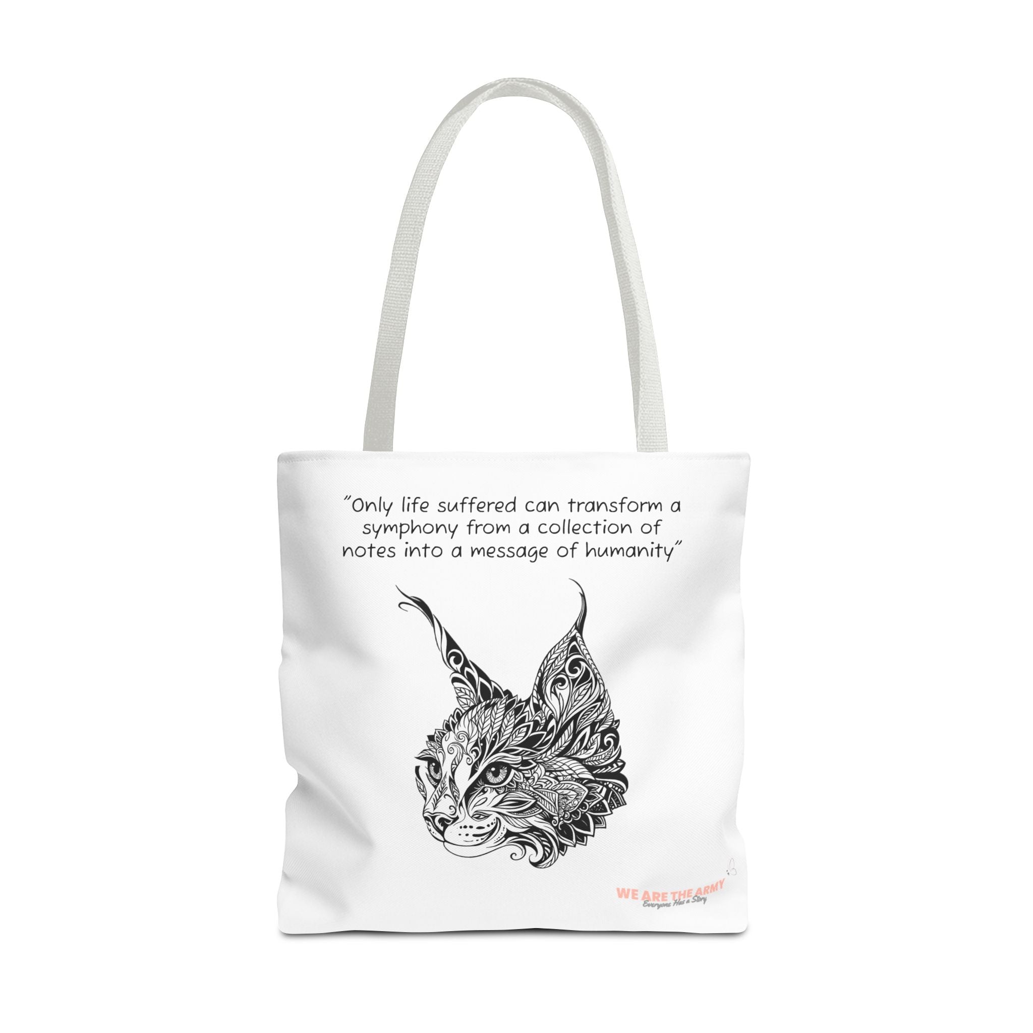 Custom Cat Tote Bag — Inspirational Quote & Detailed Cat All-Over Print Tote