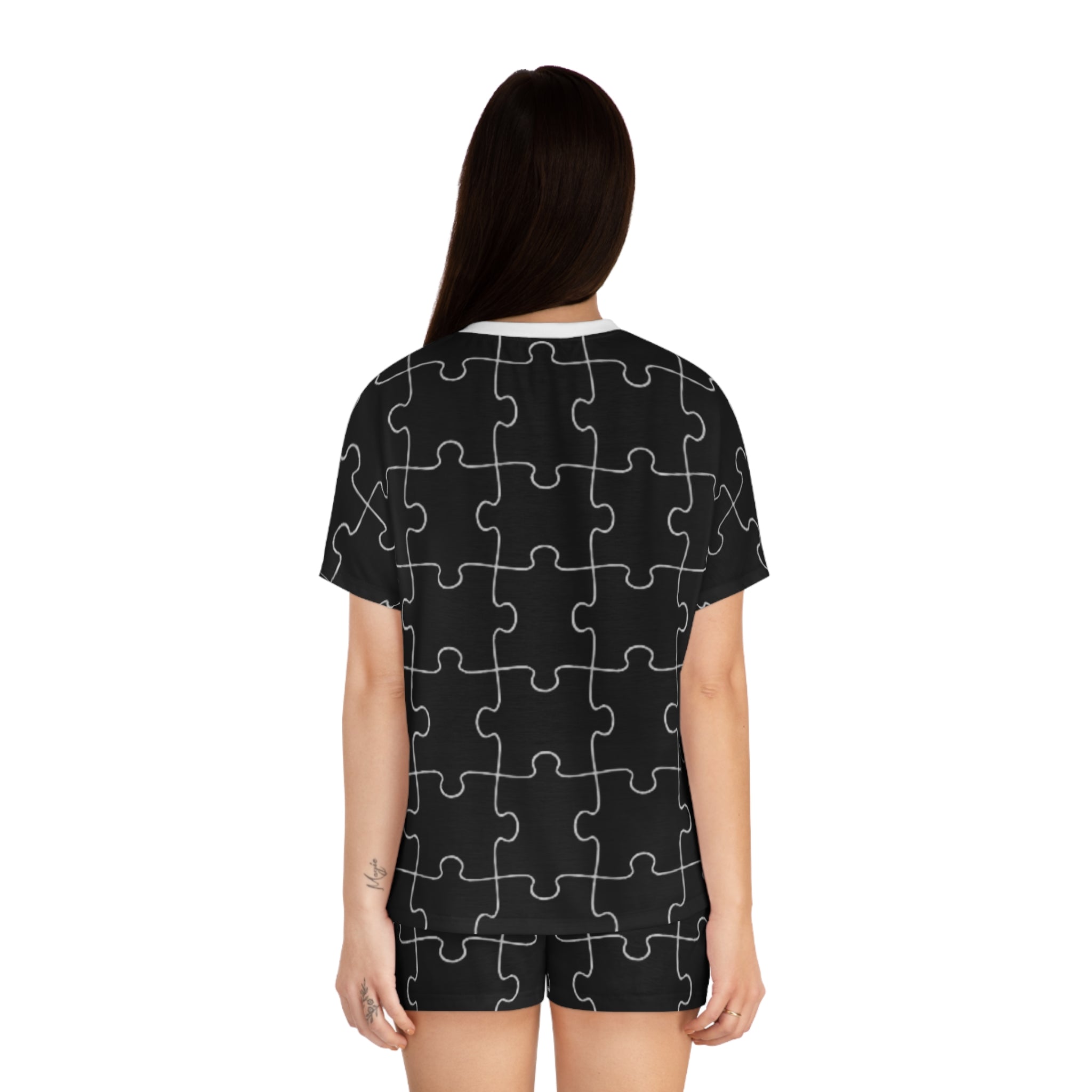 Black Teddy Puzzle Pyjama Set