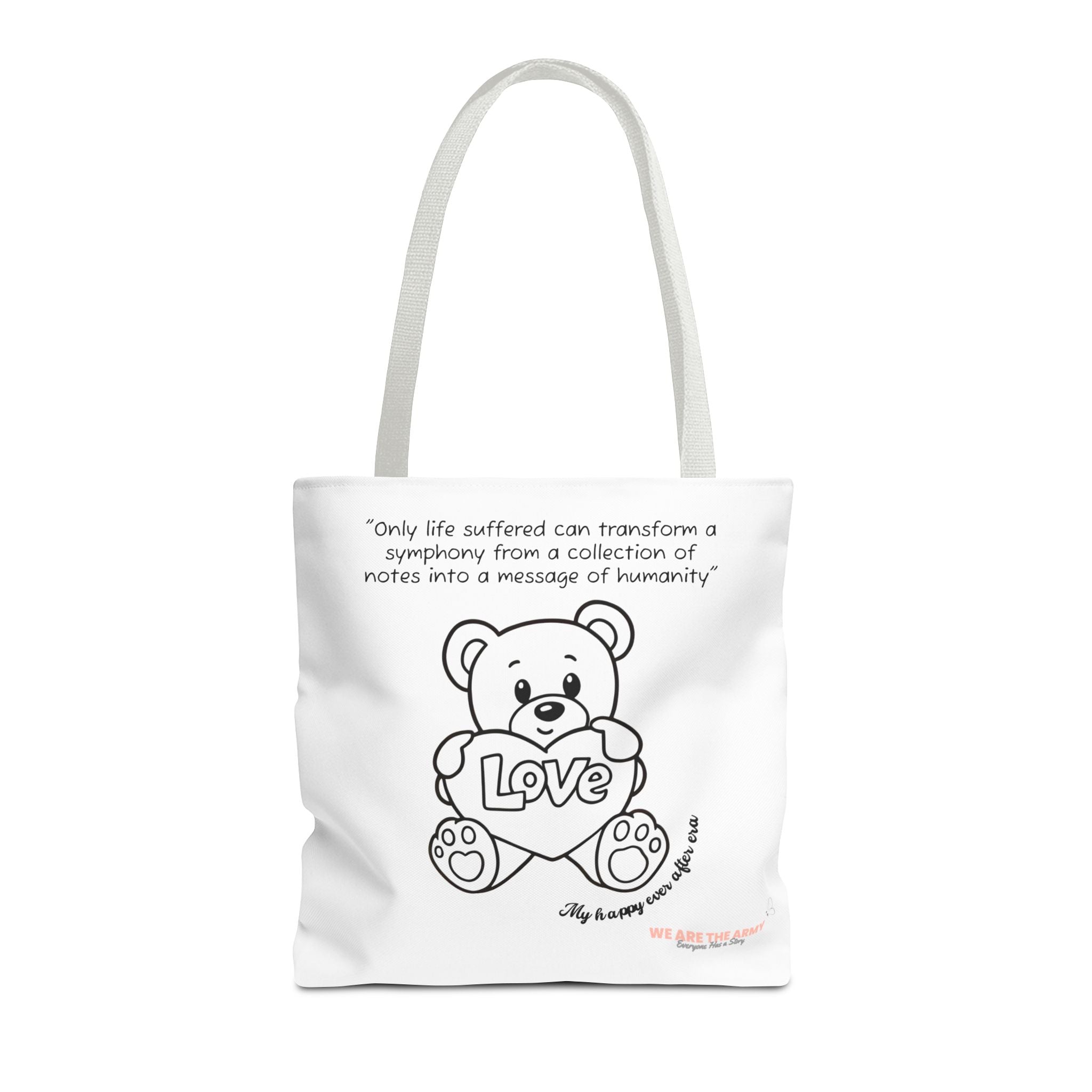 Custom Teddy Tote Bag — Inspirational Quote & Cute Teddy All-Over Print Tote