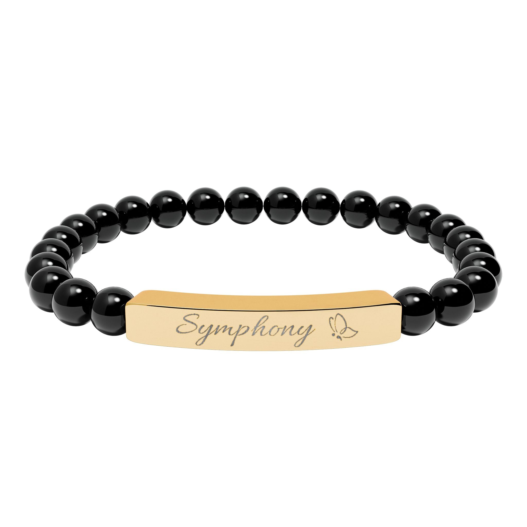 Engravable Natural Stone Stretch Bar Bracelet – Personalized Healing Bead Bracelet