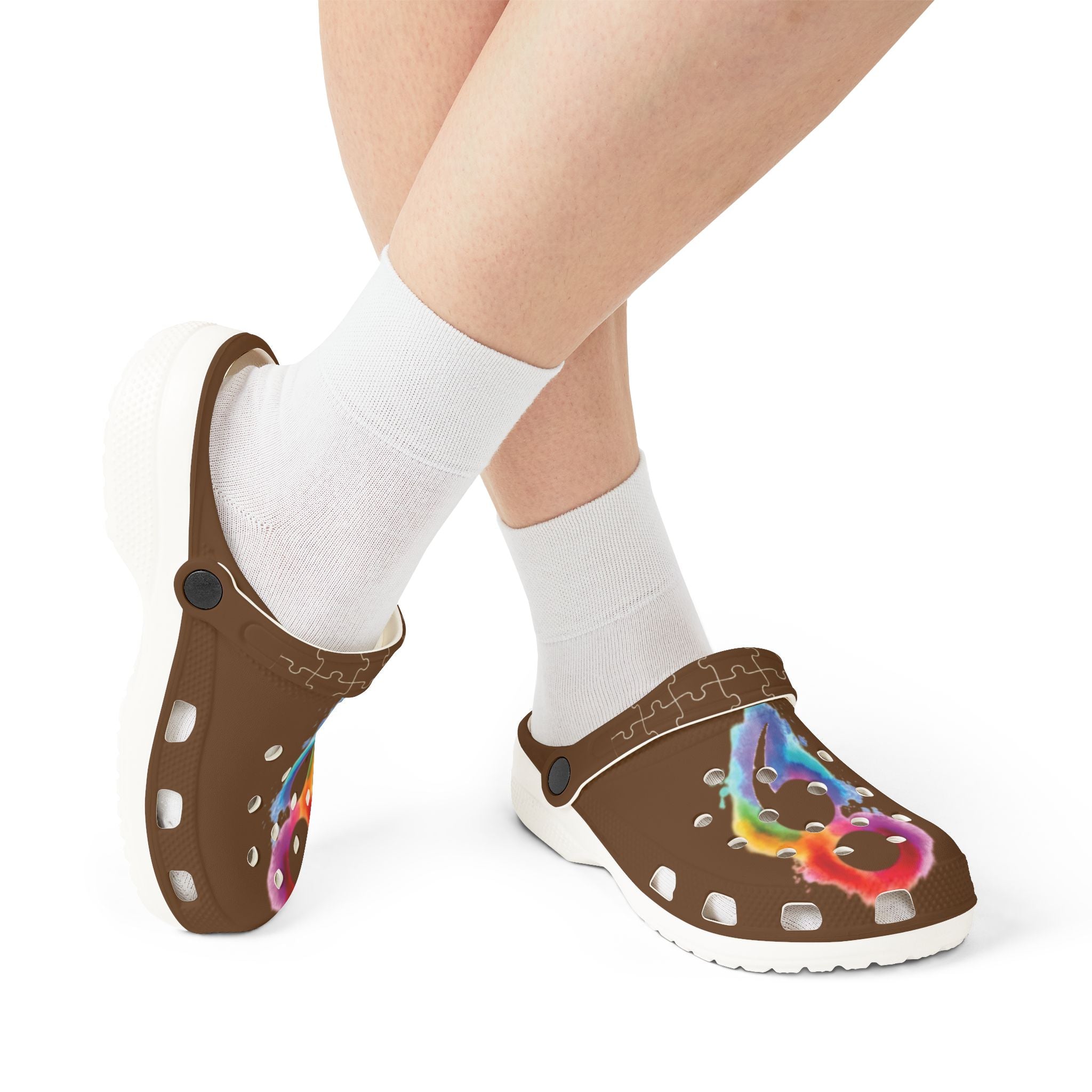 Brown Semi-Colon Puzzle Watercolour Slip-On Shoes
