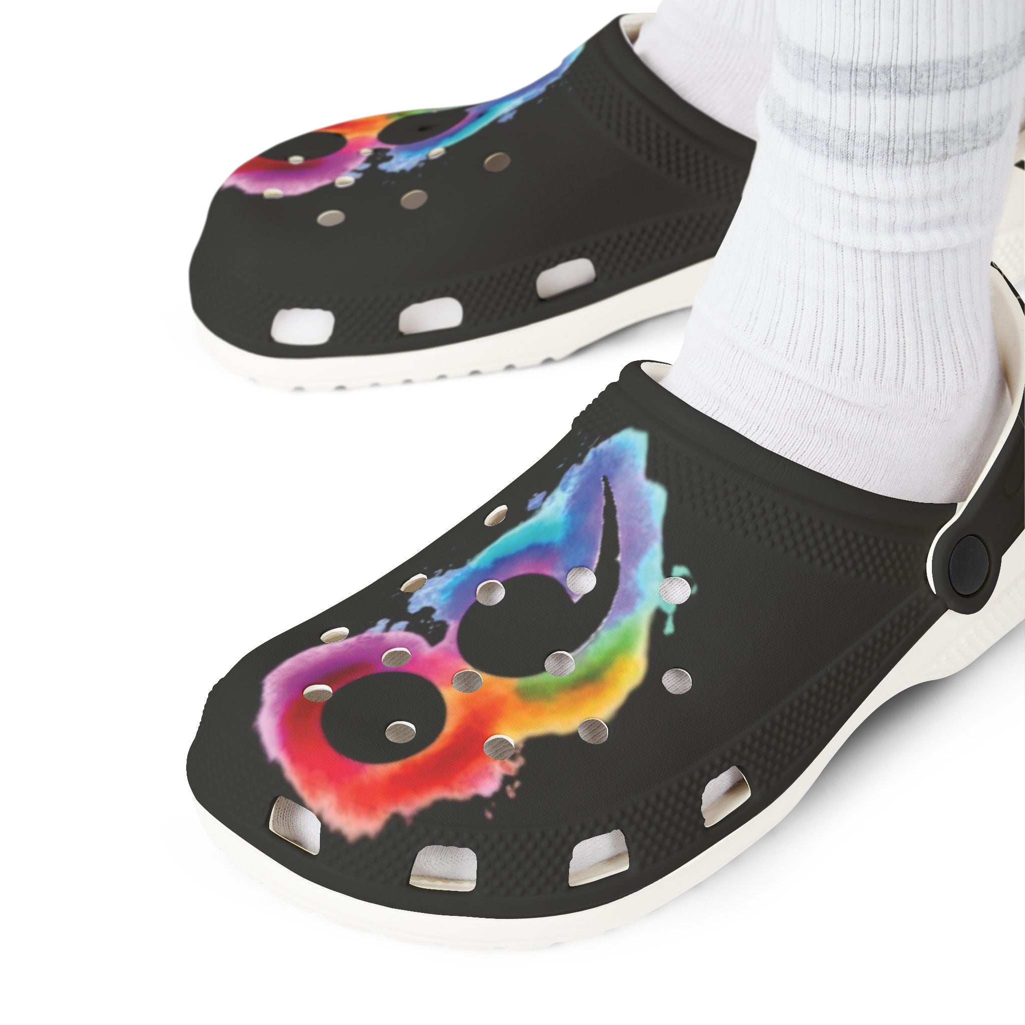 Black Semi-Colon Puzzle Watercolour Slip-On Shoes