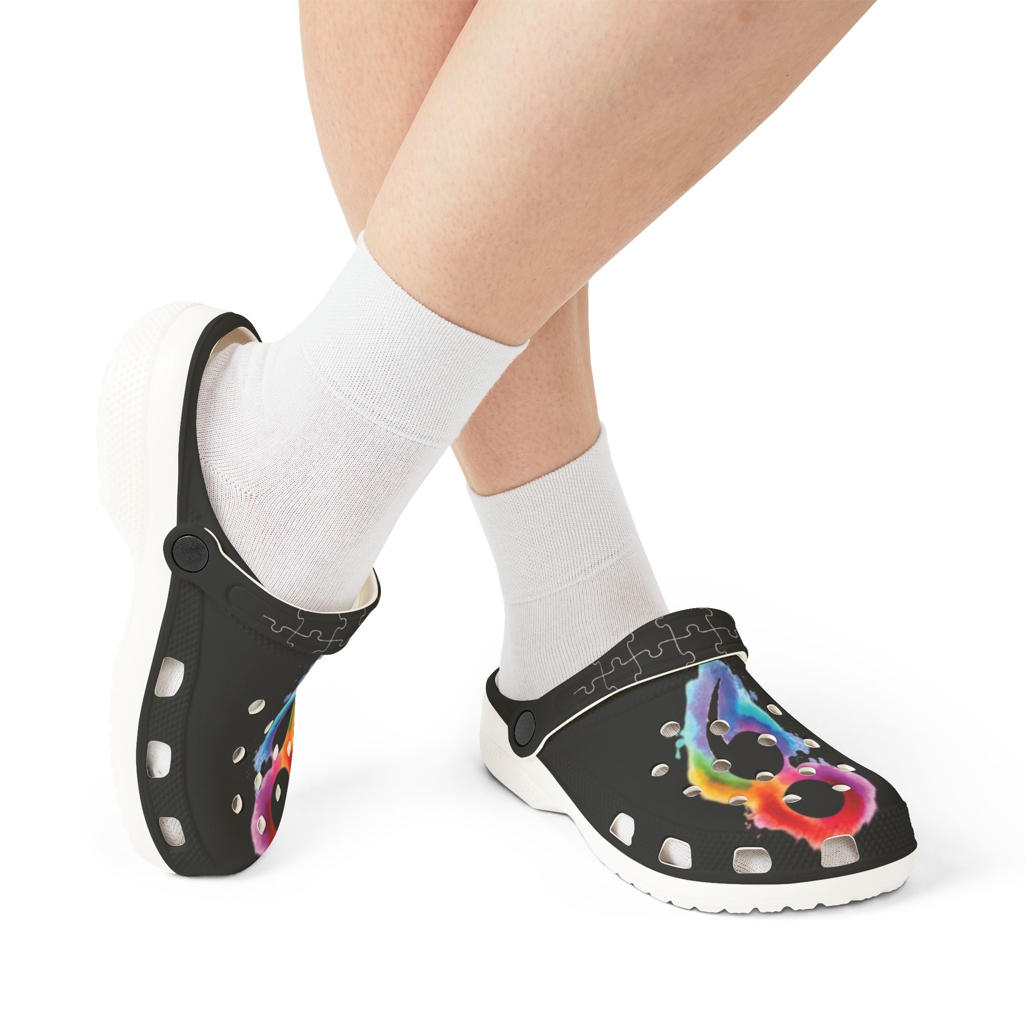 Black Semi-Colon Puzzle Watercolour Slip-On Shoes