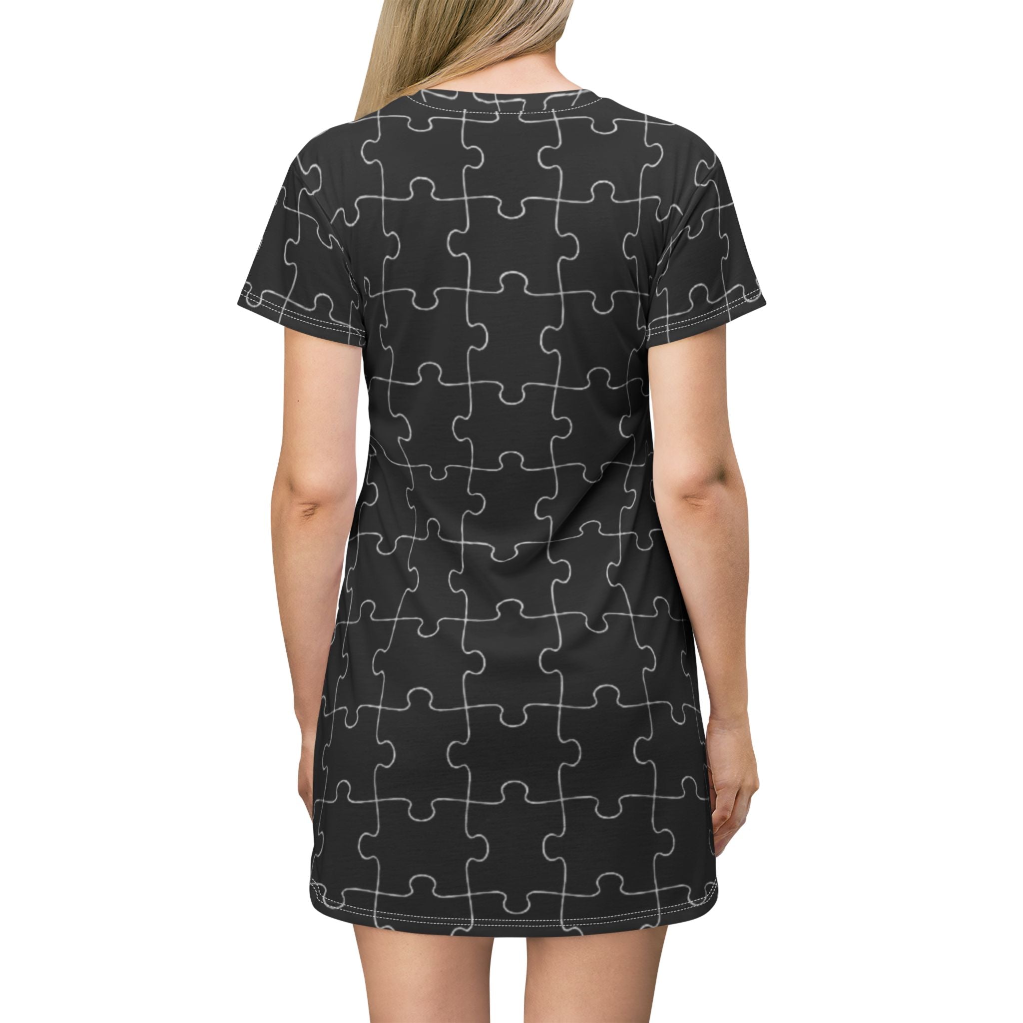Black Teddy Puzzle T-Shirt Dress