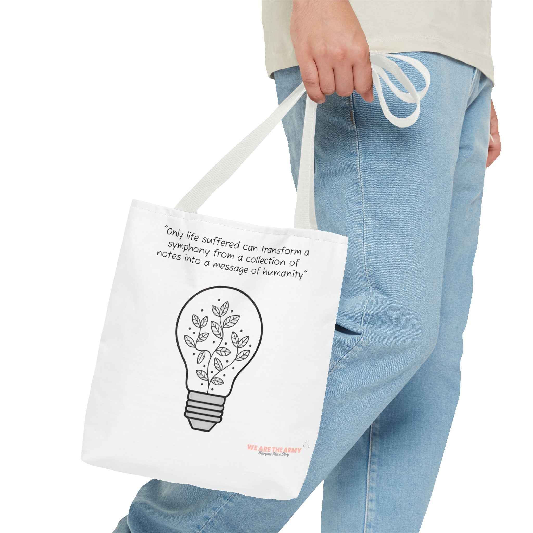 Custom Light Bulb Tote Bag — Inspirational Quote & Aesthetic Light Bulb All-Over Print Tote