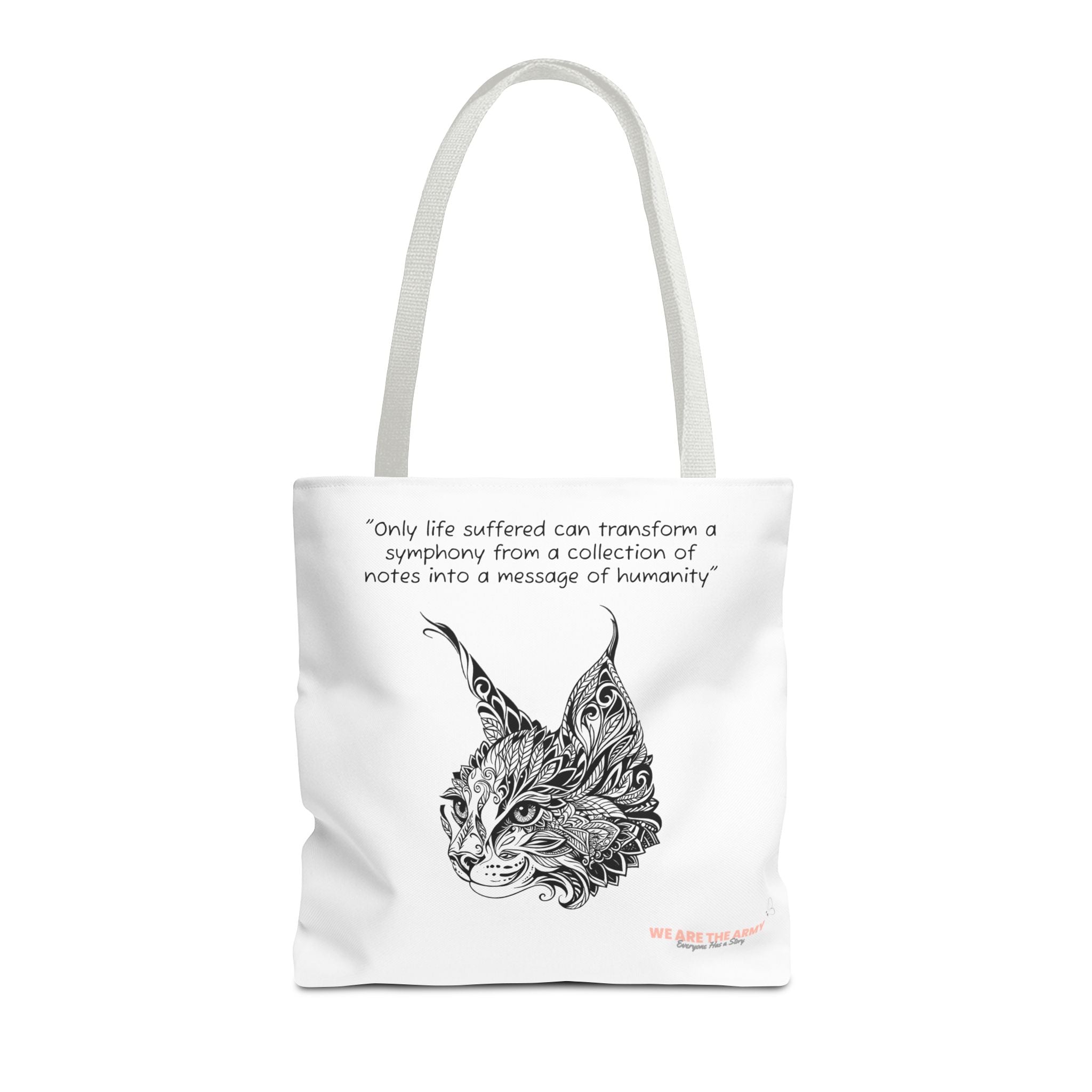 Custom Cat Tote Bag — Inspirational Quote & Detailed Cat All-Over Print Tote