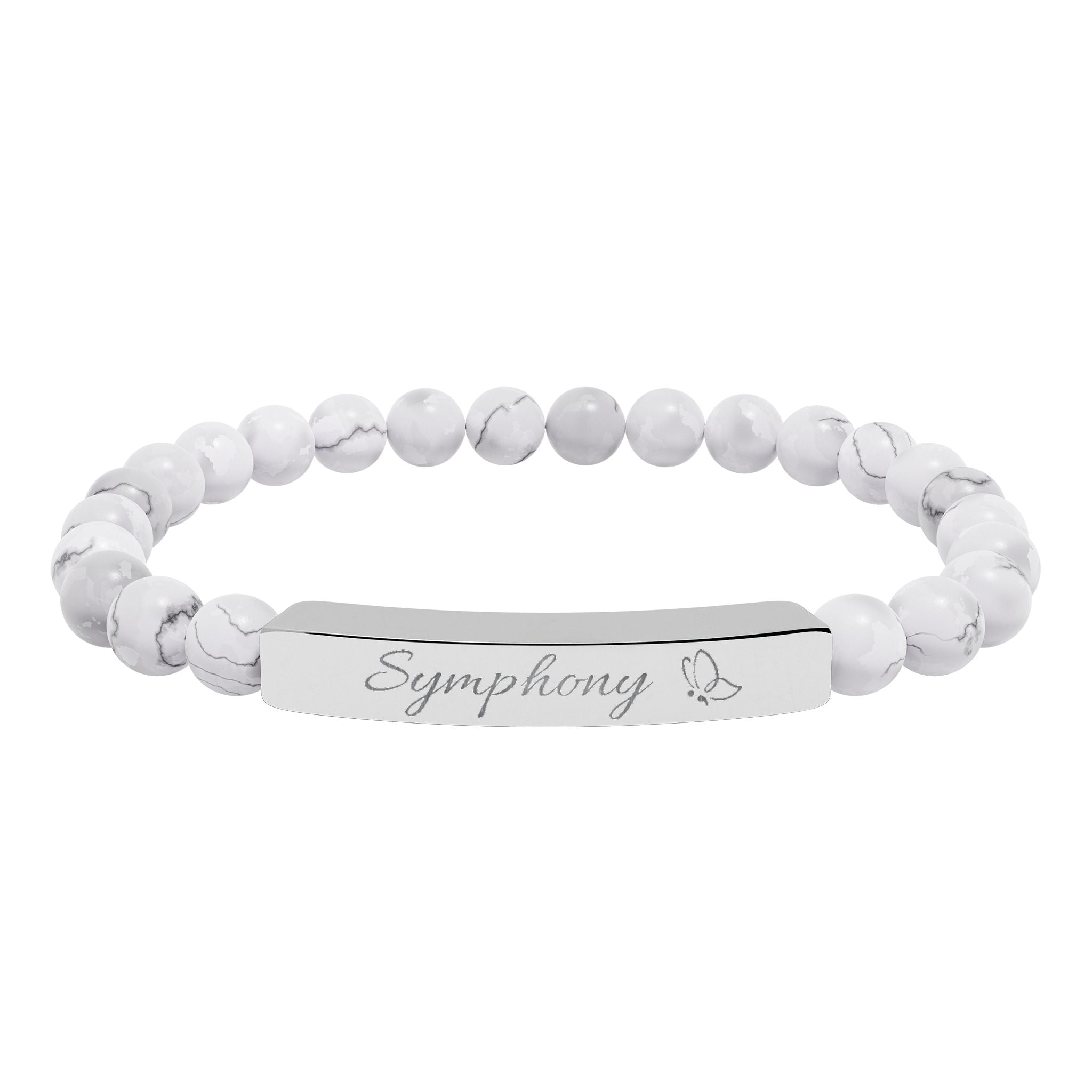 Engravable Natural Stone Stretch Bar Bracelet – Personalized Healing Bead Bracelet