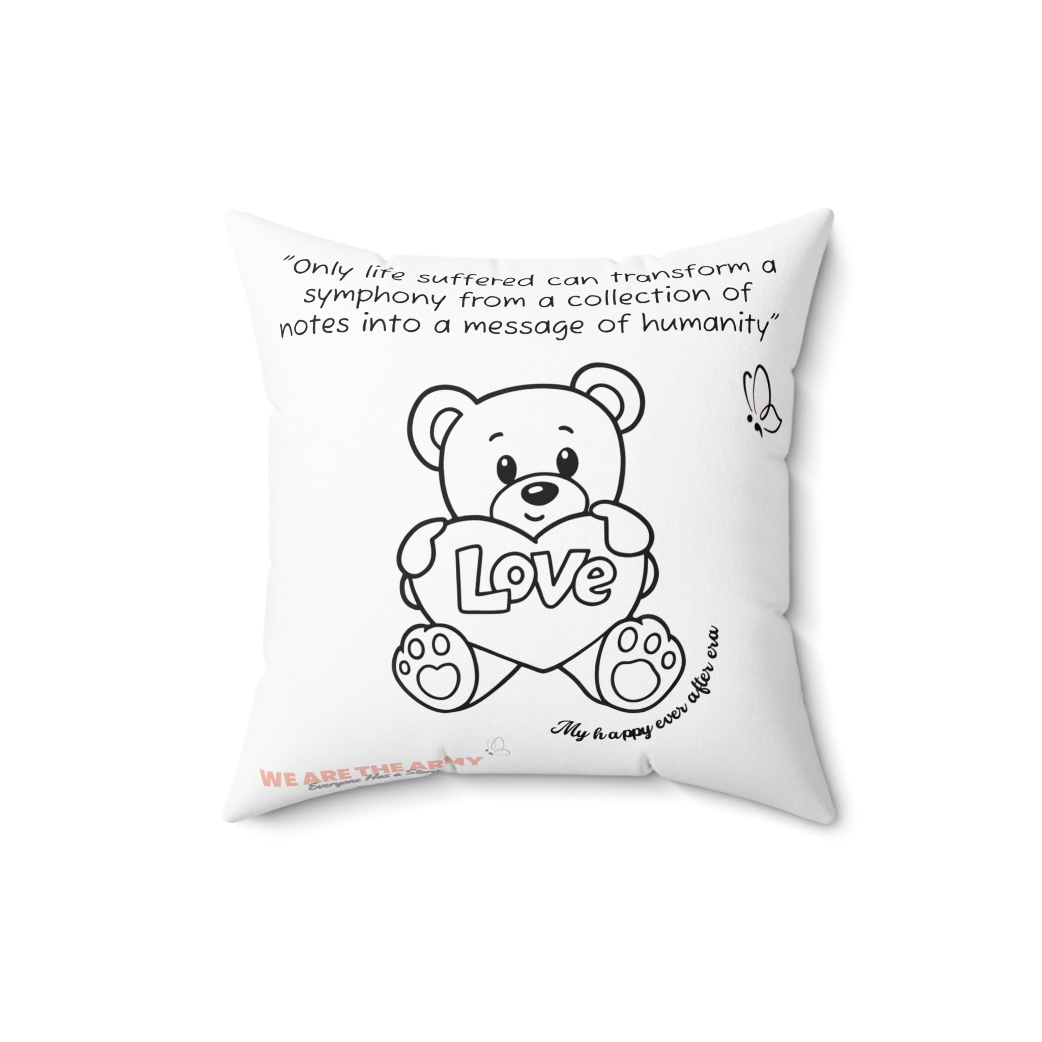Square Teddy Pillow — Cute Bear Design & Custom Photo Throw Cushion