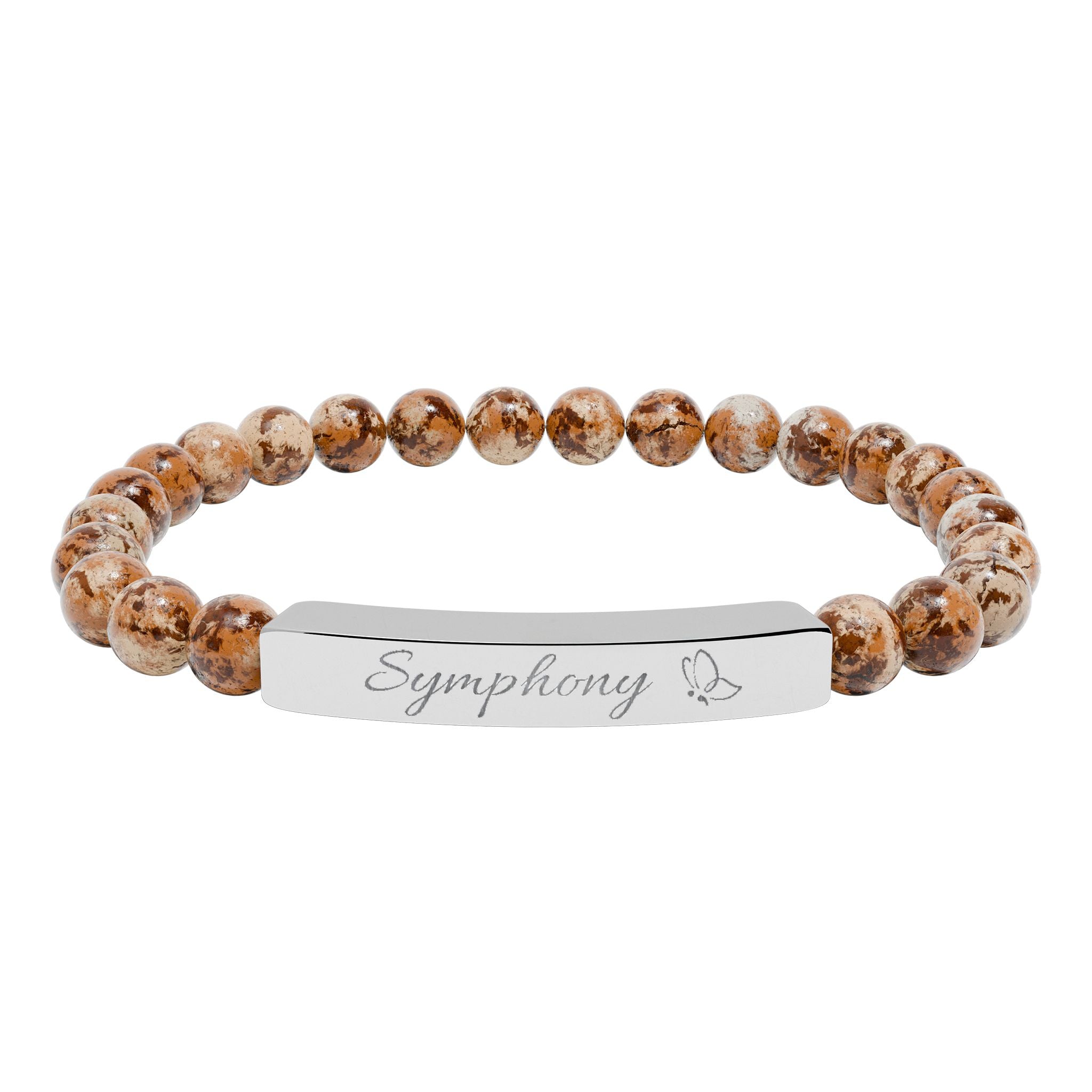 Engravable Natural Stone Stretch Bar Bracelet – Personalized Healing Bead Bracelet