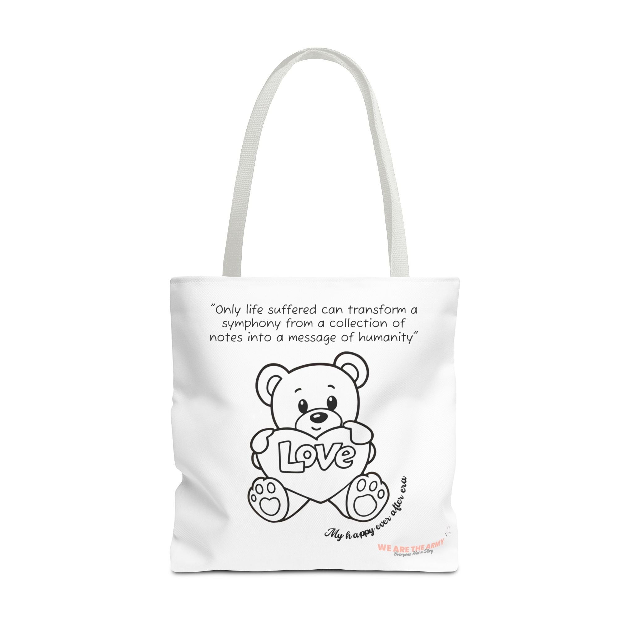 Custom Teddy Tote Bag — Inspirational Quote & Cute Teddy All-Over Print Tote