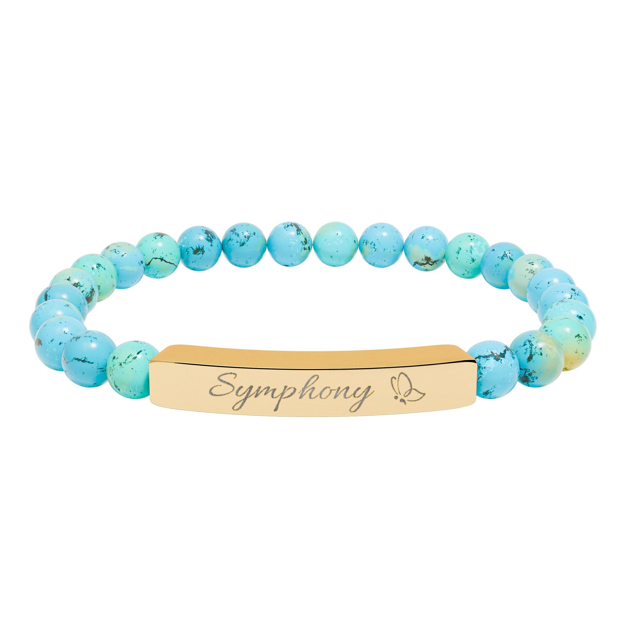 Engravable Natural Stone Stretch Bar Bracelet – Personalized Healing Bead Bracelet