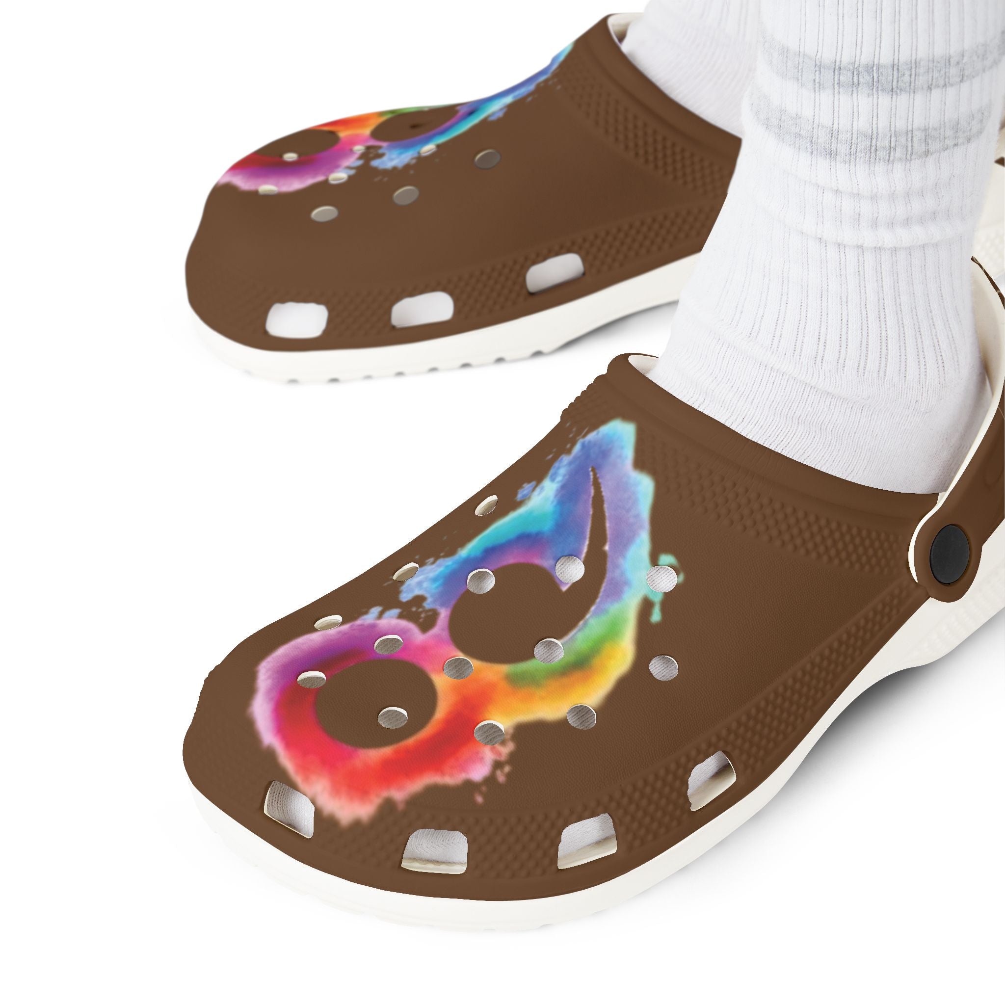Brown Semi-Colon Puzzle Watercolour Slip-On Shoes