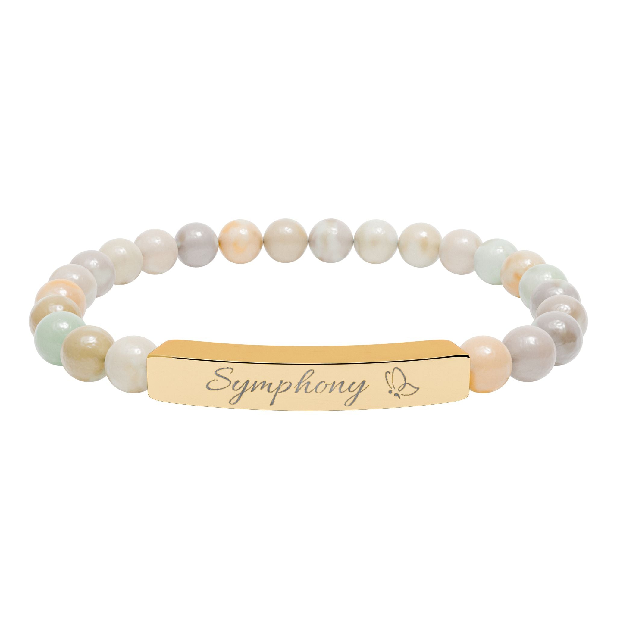 Engravable Natural Stone Stretch Bar Bracelet – Personalized Healing Bead Bracelet