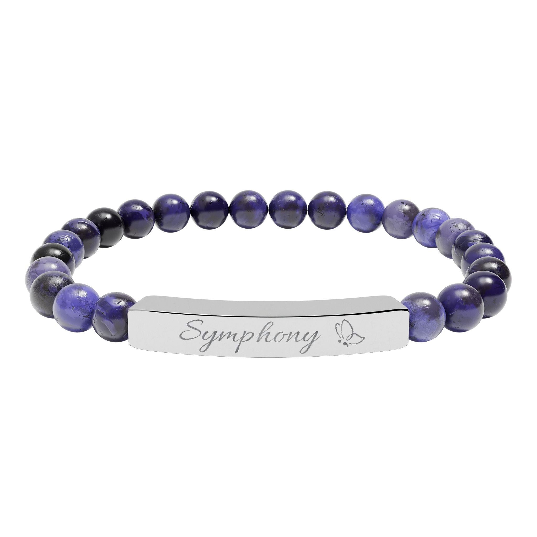 Engravable Natural Stone Stretch Bar Bracelet – Personalized Healing Bead Bracelet