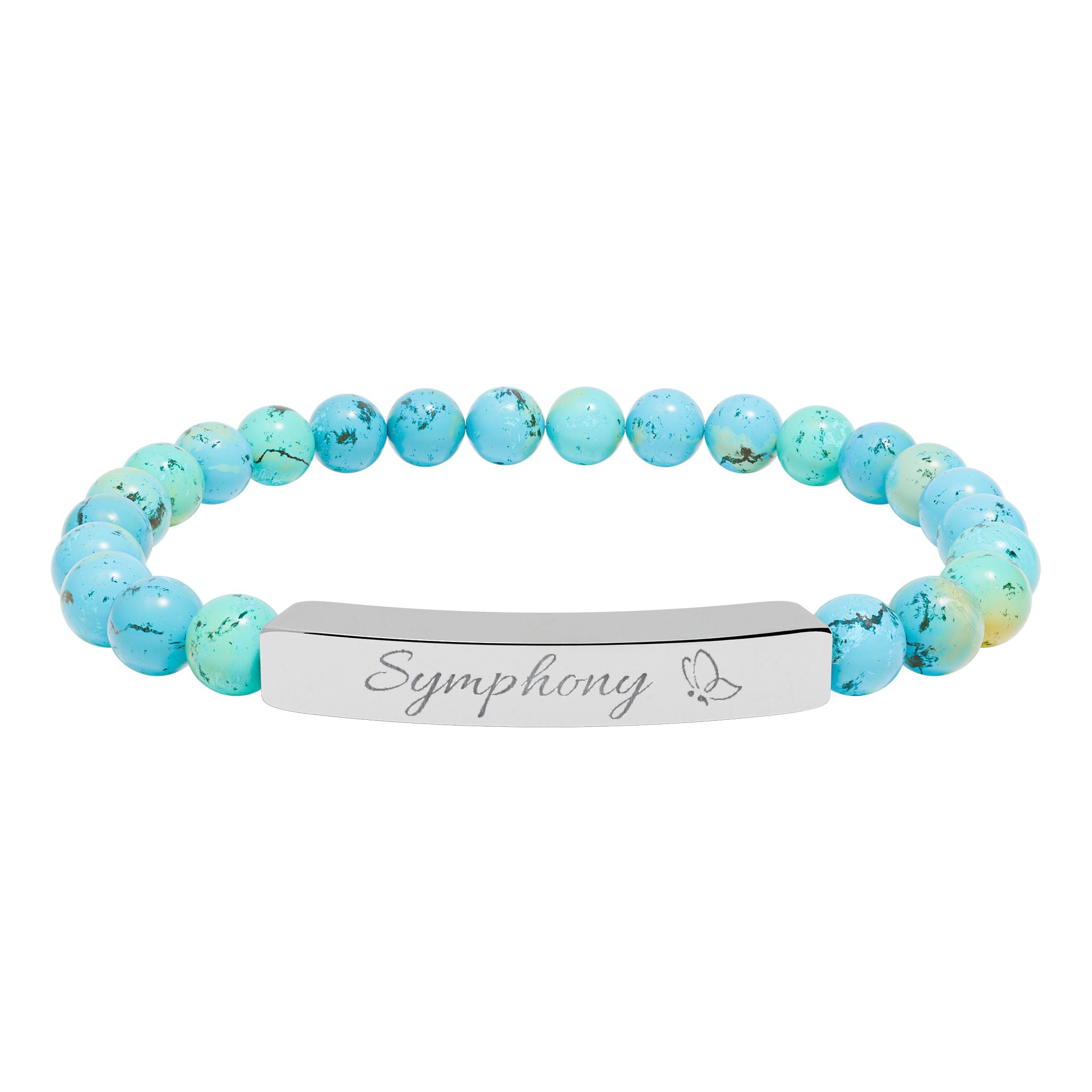 Engravable Natural Stone Stretch Bar Bracelet – Personalized Healing Bead Bracelet