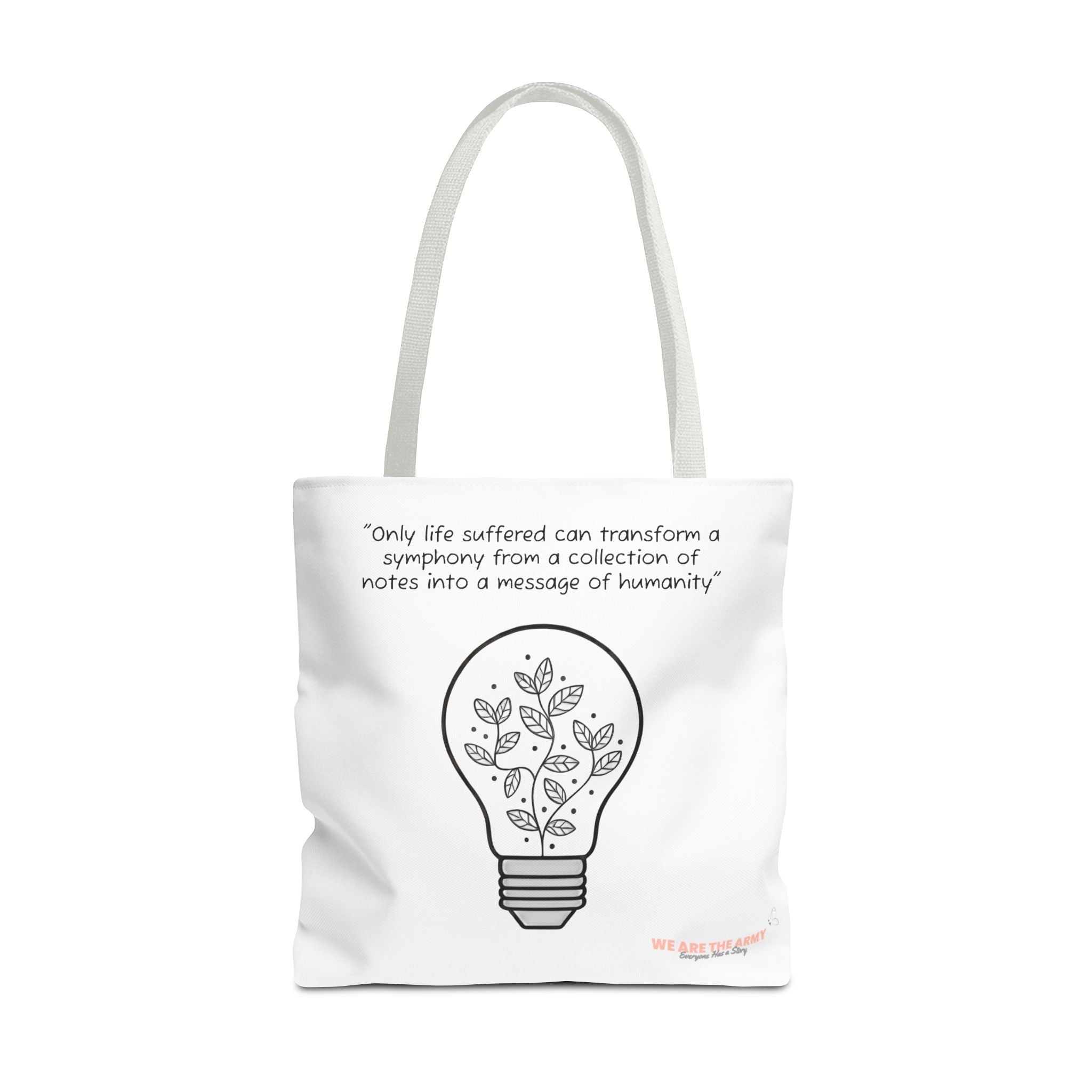 Custom Light Bulb Tote Bag — Inspirational Quote & Aesthetic Light Bulb All-Over Print Tote