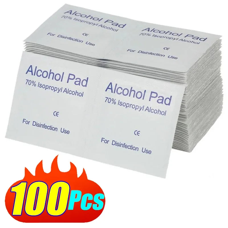 10/100Pcs Disposable Alcohol Cotton Pads Disinfectant Wipe